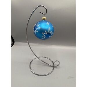 Blue‎ Silver Glitter Christmas Ornament Display Festive star Holiday vintage